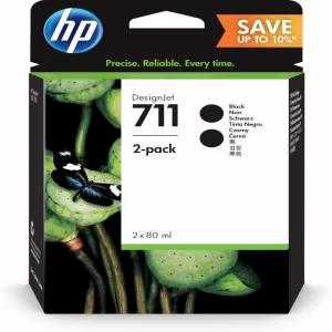 P2V31A HP 711 Black Ink Cartridge 80ml 2 Pack